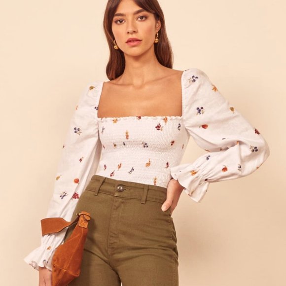 Reformation White Floral Blouse - Picture 5 of 5